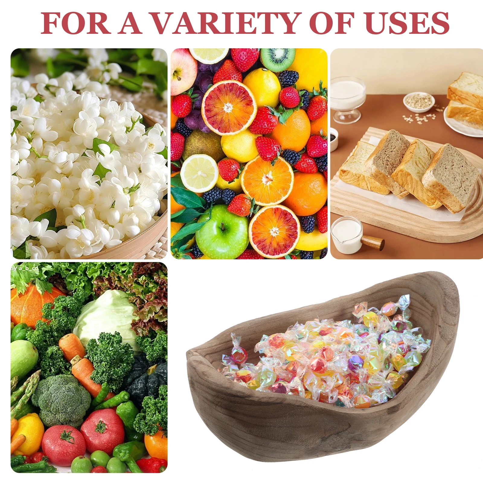 

Wood Serving Tray Natural Grain Small Multifunctional Storage for Fruits Desserts Candy Coffee Table Farmhouse Dining