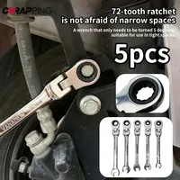 6mm-10mm 72-Tooth Ratcheting Wrench Spanner Socket Universal Flexible Reversible Head Combination Ratchet Wrench Keys for Car