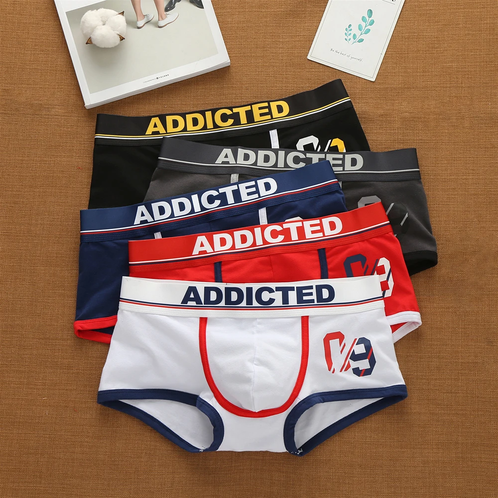 Addicted Men's Cotton Underwear Low Waist Sexy Trendy Briefs Comfortable Sweat-Absorbent Antibacterial Boxer Shorts Underpants