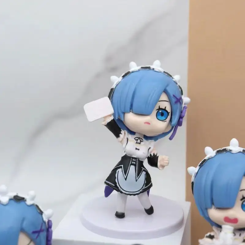 Anime Rem  Re:Life In A Different World From Zero kawaii girl Pajamas Figure  Rem Chair PVC Collection Model Toys