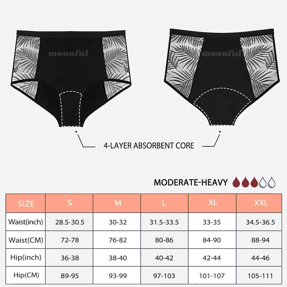 Mutandine mestruali a 4 strati Slip mestruali Maglia di pizzo Biancheria intima mestruale Vita alta Mutandine mestruali Donna Flusso abbondante per donna