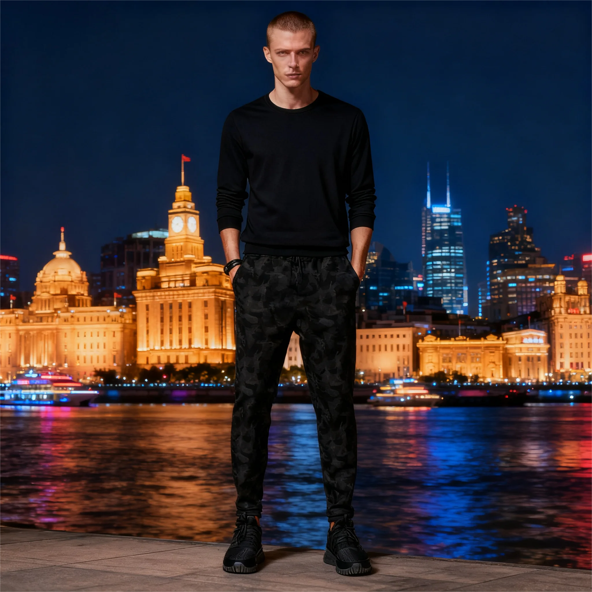 

2026Men Pants Hip Hop Drawstring Jogger Fashion Comfortable Trousers Male Casual Sweatpants Loose Elastic Waist Sportswear