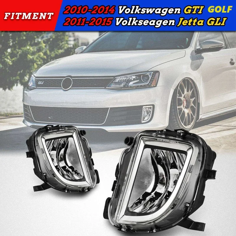 

For -GOLF MK6 Jetta 2010-2015 Front Bumper Fog Lights Bumper Lamps Clear Lens 5K0941699E 5K0941700E