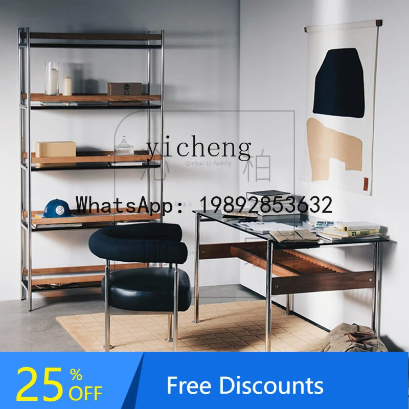 

medieval stainless steel industrial wind conference long table solid wood desk writing desk