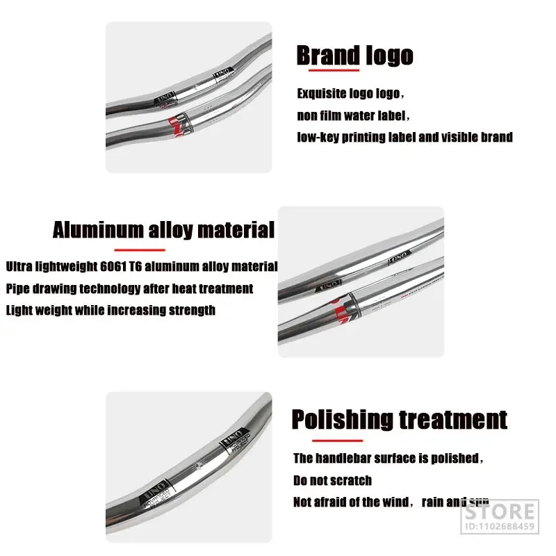 UNO Bicycle Handlebar MTB Bike Silver  31.8MM 640/680/720/740/760mm   Rise Flat Handle bar Bycicle Part