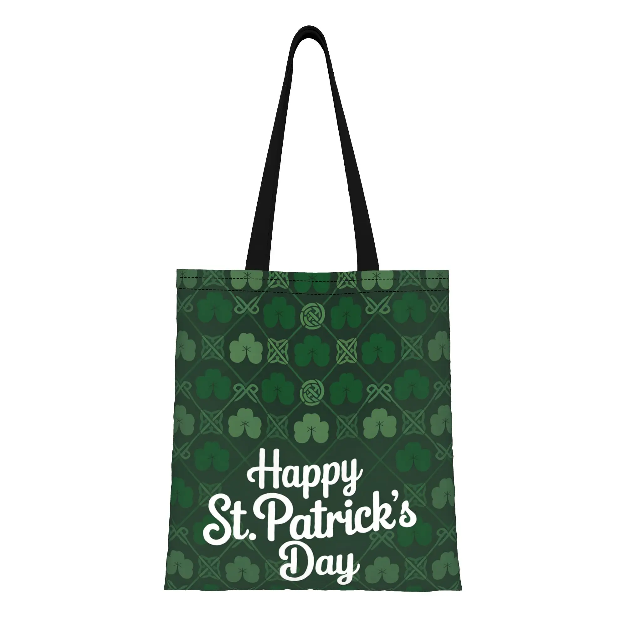 

1PC Shamrock Green Irish Tote Bag with Fixed Shoulder Straps Unlined No Closure St. Patrick's Day Handbag Versatile Tote