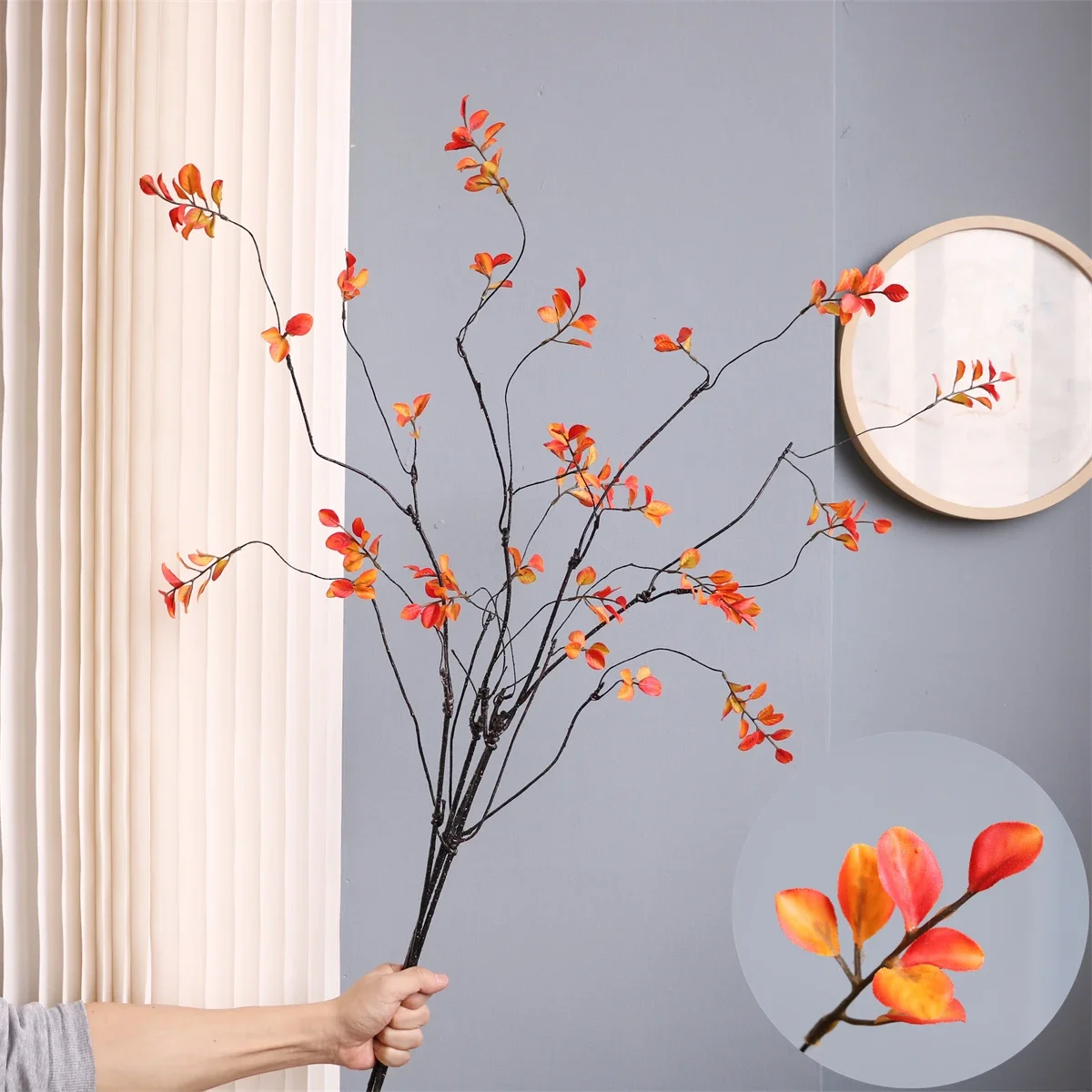 Artificial Ficus Olives Branches Greenery Artificial Twig Stems Fake plant leaves for Home Vase Decor Wedding Party Decoration