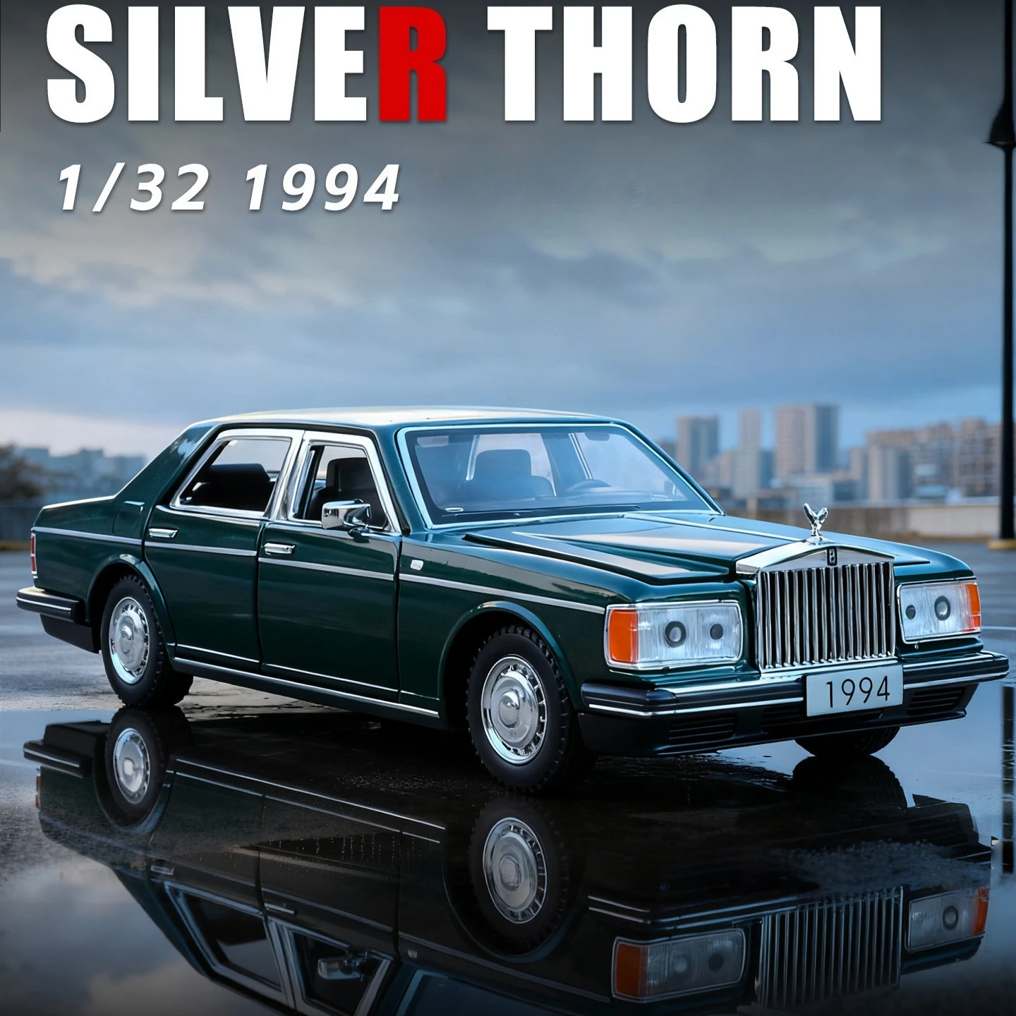 Voiture de luxe en alliage d'argent 1:32, modèle en métal moulé sous pression, son et lumière, jouet à tirer, ornements tendance, cadeau pour ami, 1994