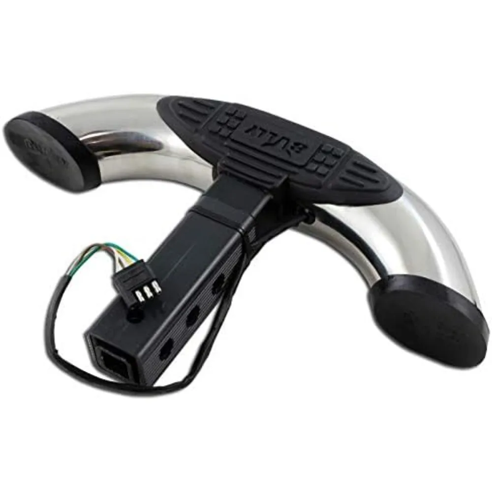 Universal Ram SUV camioneta cromada trasera resistente remolque remolque parachoques enganche barra de paso con luz de freno LED