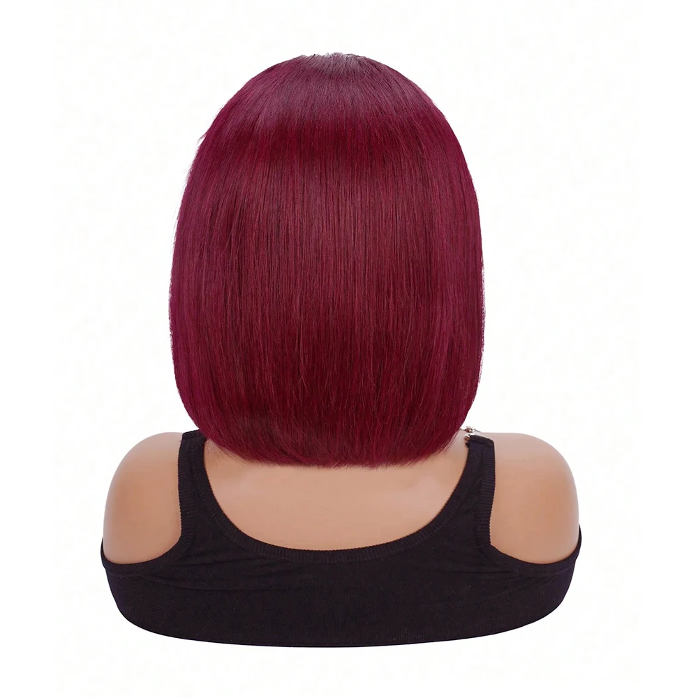 مزدوج تعادل 300% الكثافة مستقيم بوب الباروكات شعر الإنسان بورجوندي 99J الملونة 13x4 الدانتيل الباروكات الأمامية 2X6 5X5 خصلات الشعر المستعار الإنسان #3