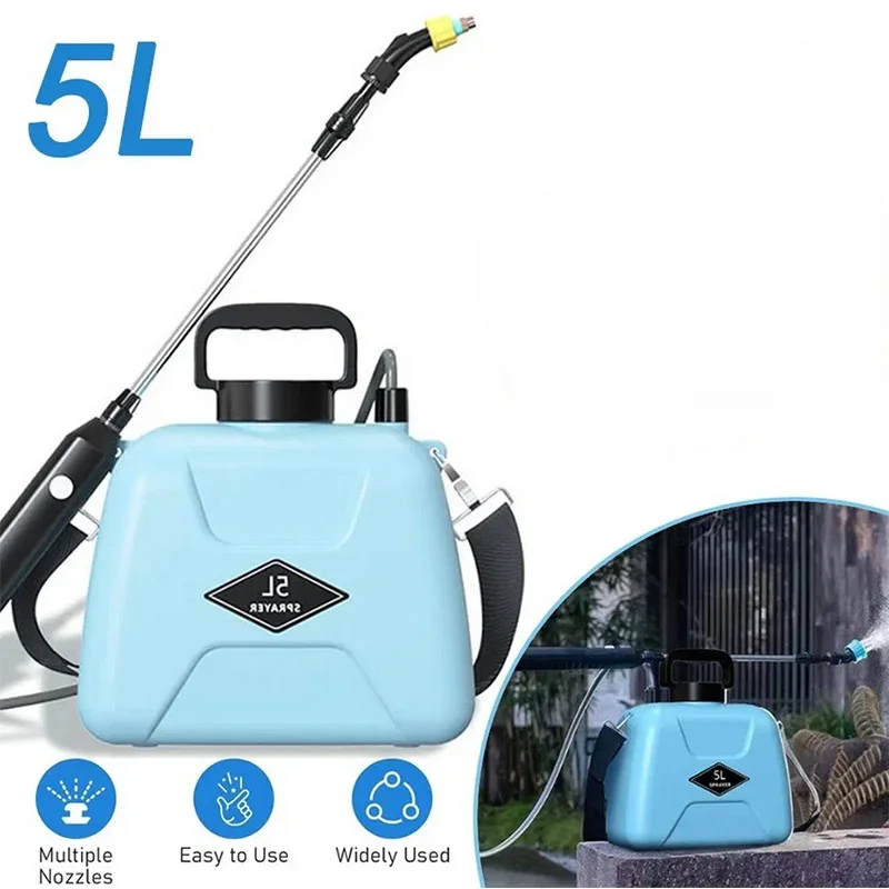 Pulverizador a Presión de 5L, Pulverizador Eléctrico de Jardín Recargable, Pulverizador de Mochila con Pistola de Pulverización, Pulverizador Automático para Plantas de Jardín