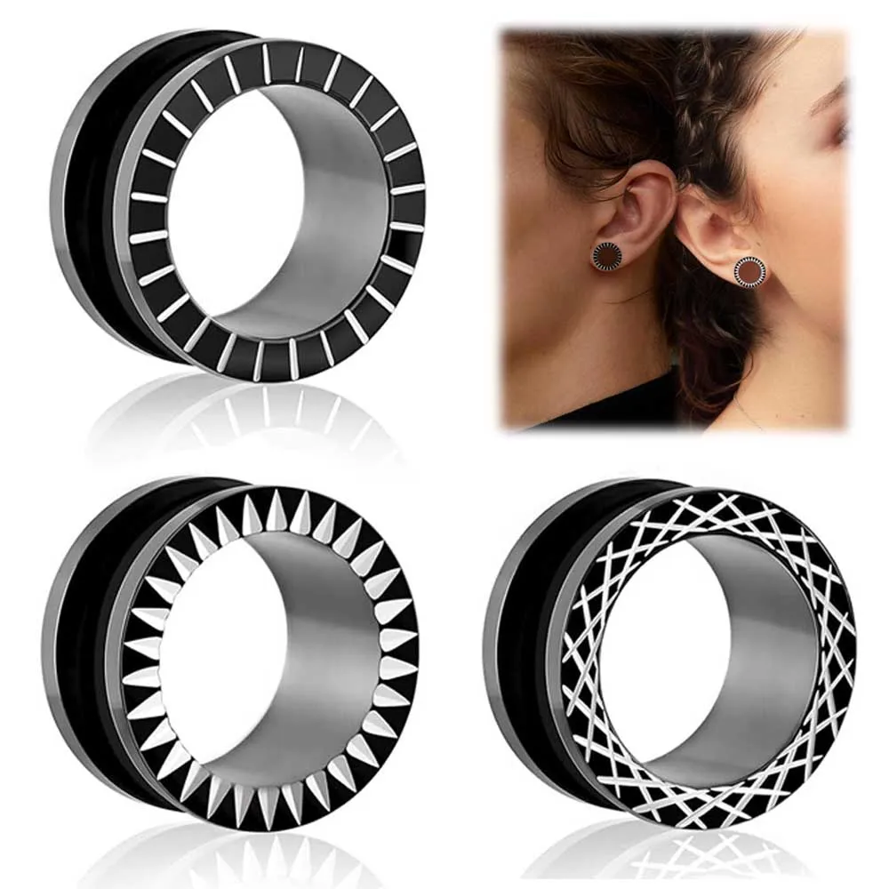 1/3 Paar Hochwertige Hypoallergene Ohrdehner aus Edelstahl, Hohle Tunnel-Plugs, Ohrstreckungen, Ohrringe, Piercing 2g-5/8" – Detail 1
