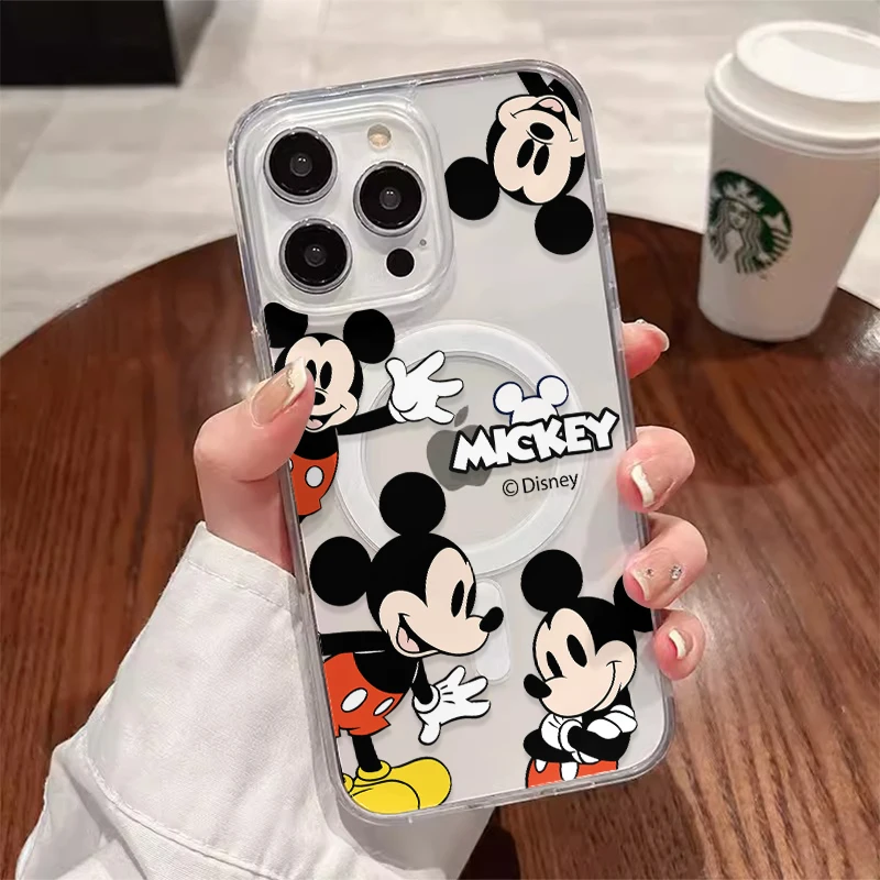 Hot Disneies Mickey Minnie Line Magsafe Magnetic Phone Case for Samsung Galaxy S24 S23 S22 S21 S20 FE Plus Ultra 5G Clear Cover