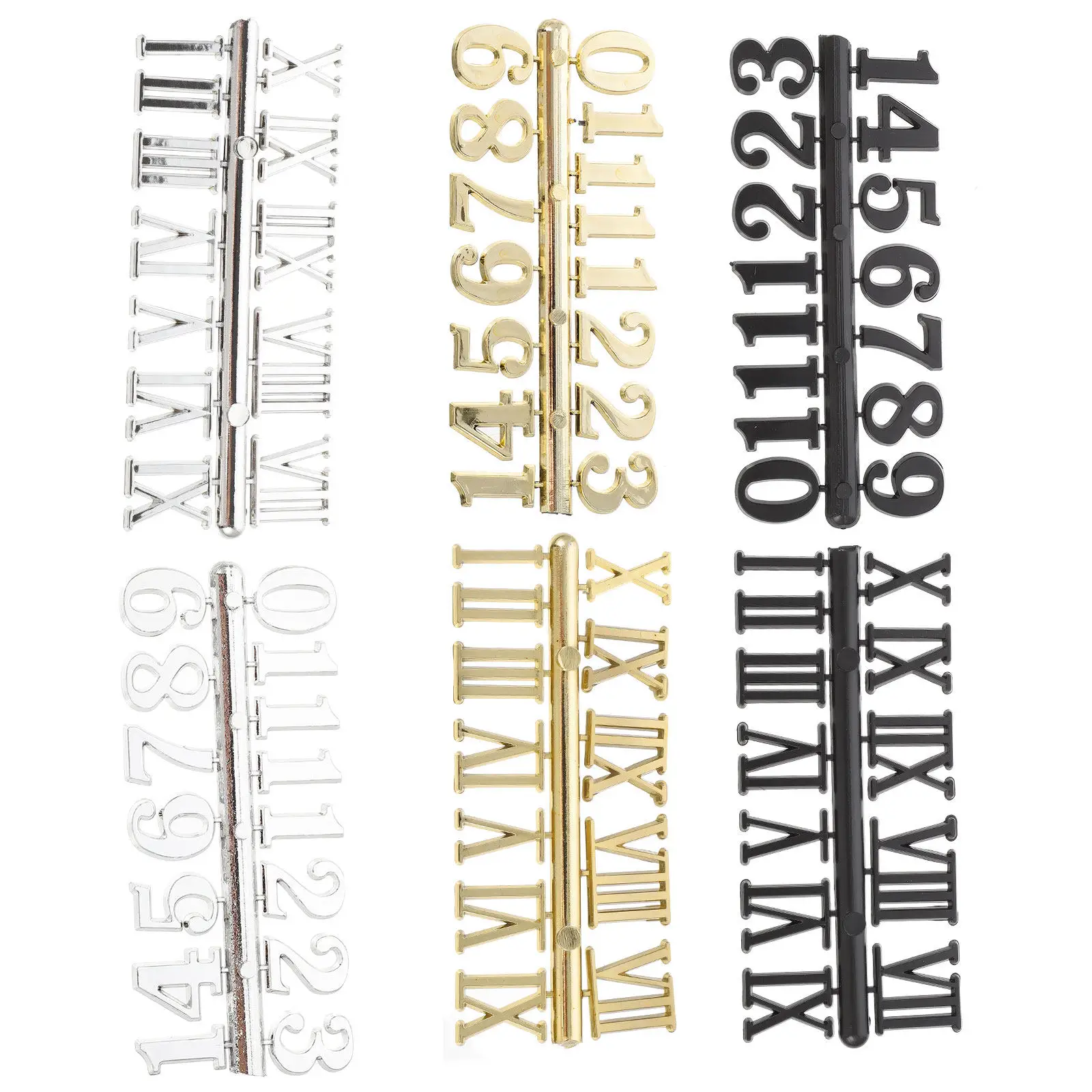 6 Pcs Clock Number Label Numeral Kit Numbers Accessories Black Roman Wall Numerals Labels