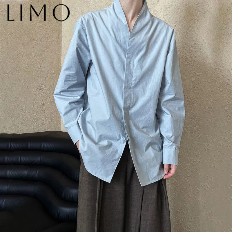 

LIMO Women's Luxury Designer Casual Long Sleeve Stand Collar Blouse Lazy Style Hidden Buttons Autumn Spring Summer 2025