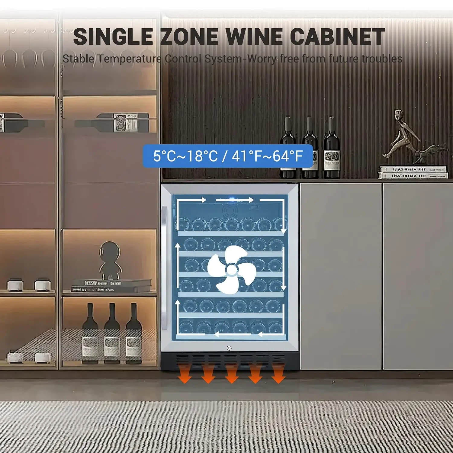 Under Counter Wine Fridge Cabinet - 24 Inch Beverage Refrigerator with LED Lights & Lockable Doors,, Customized