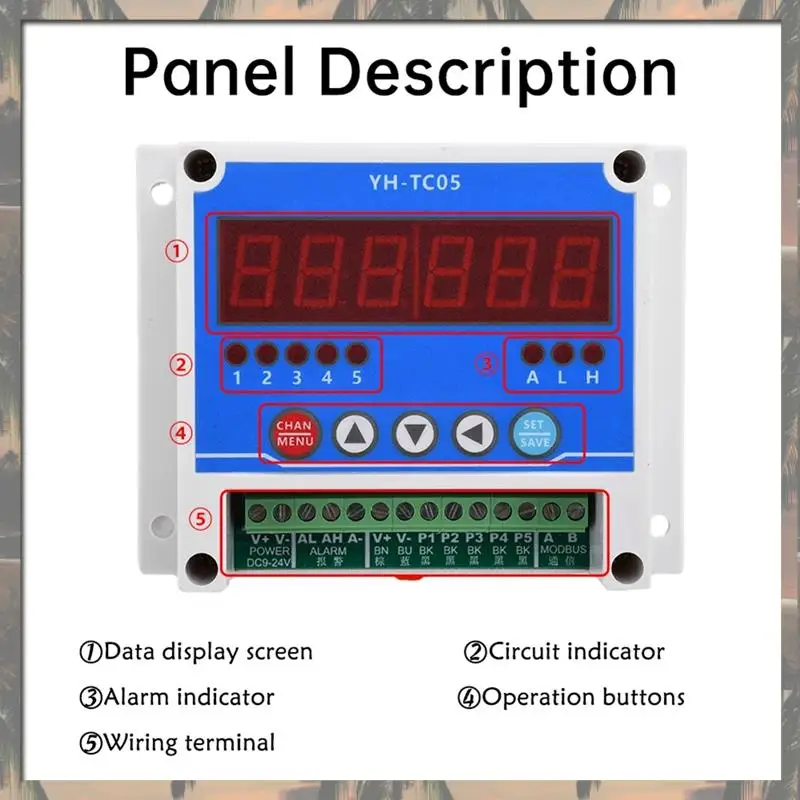 

A70U New DC12~ 24V 5-Channel Hall Sensor Non-Contact Tachometer Motor Speed Stop Meter Communication With MODSBU Over RS485 Inte