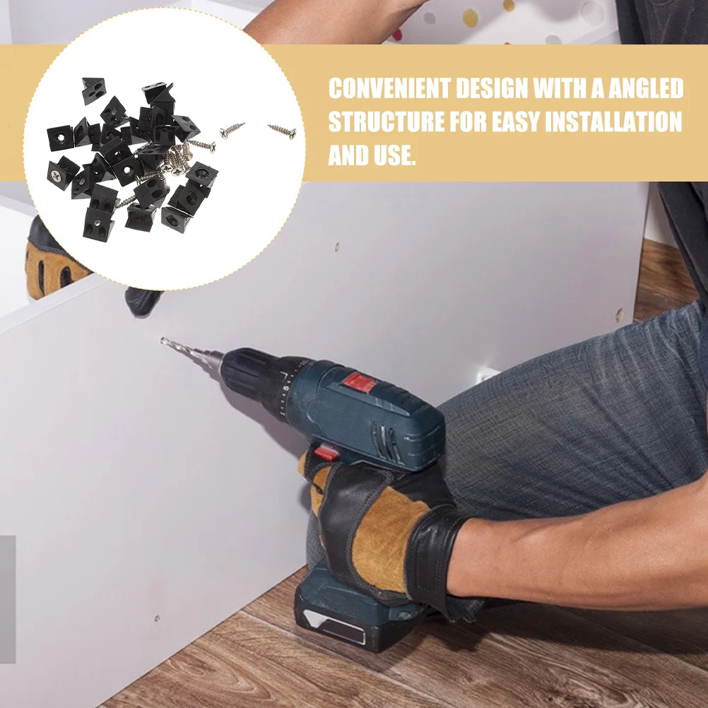 

100pcs Drawer Repair Kit Angle Code Bracket Cabinet Bottom Wedge Plastic Support Fastener Rust-Resistant Screws Furniture