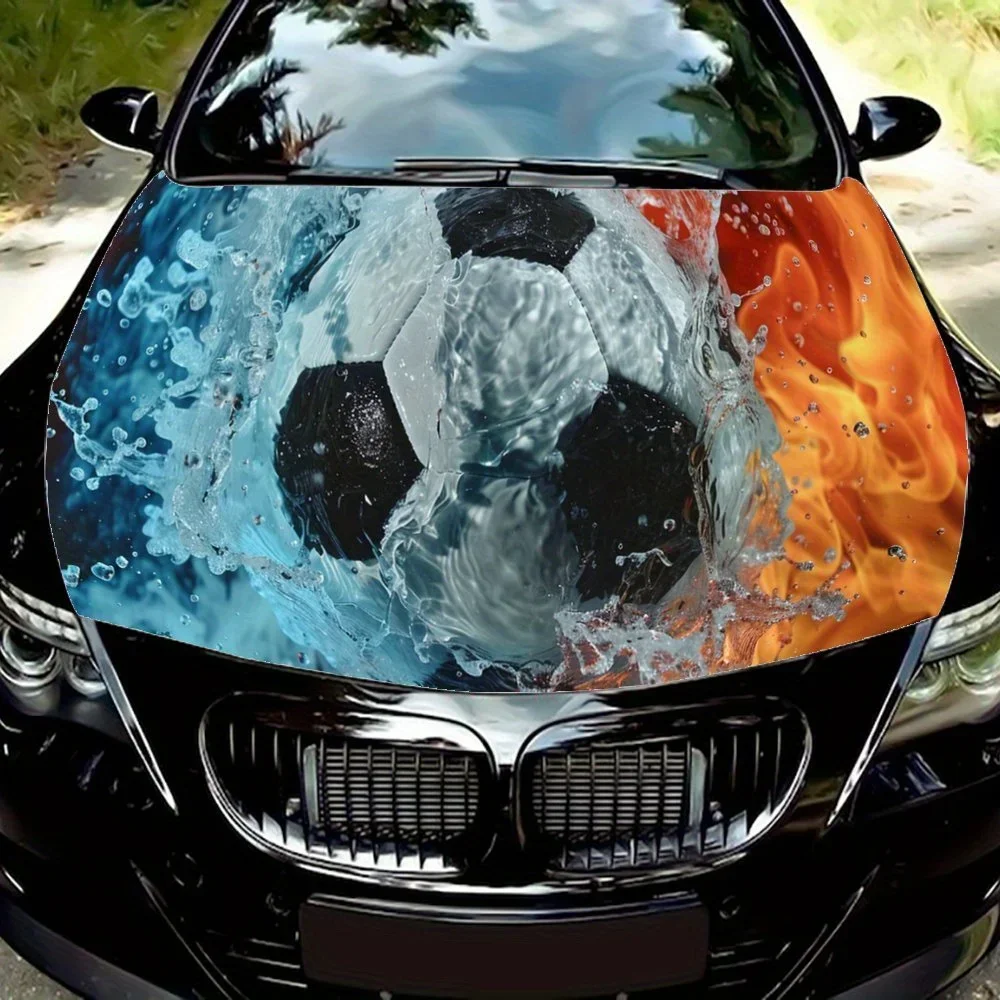 كرة القدم براقة في غطاء محرك السيارة الصدام العنقي التفاف اللون ملصق فينيل شاحنة الرسم بونيه اكسسوارات السيارات ديكور صائق هدية