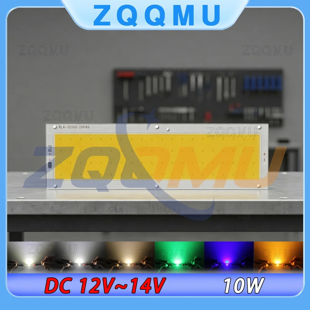12V LED COB Chip 10W Light Source Strip Panel Warm White Cold Blue Red Green 120x36mm Bulb For DIY Car Lamp Auto Lighting