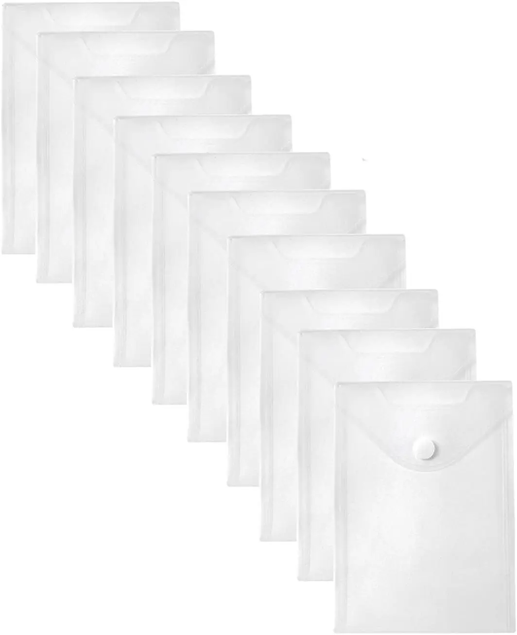 

A5 7x9in Large Die Cuts Waterproof Transparent Folder Plastic Envelopes Hook Loop Closure Receipt Stickers Storage Holder 12 PCS