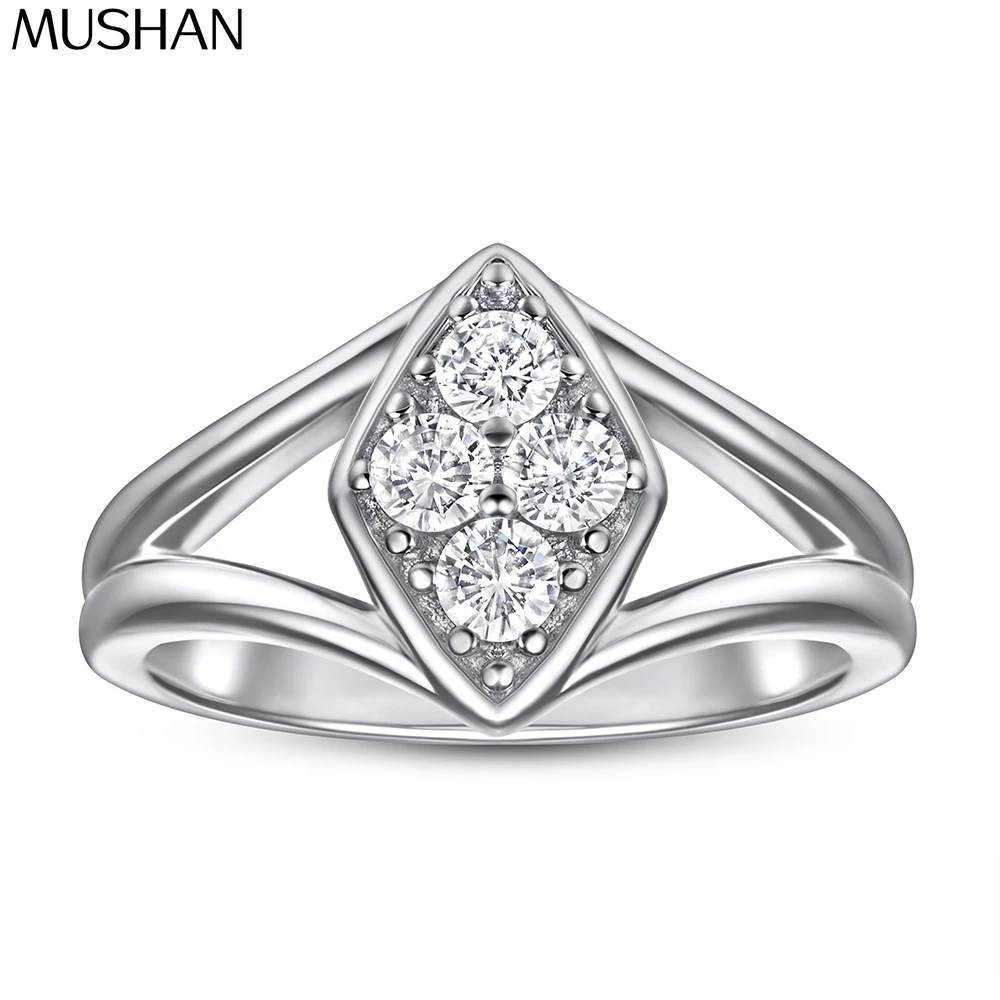 

MuShan Jewelry 925 Sterling Silver Ring Wedding Band High Carbon Diamond Modern Style Daughter Gift Women Rings Fine Jewelry