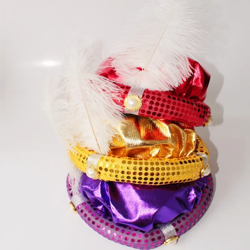 Arabischer Plissee-Turban für Männer, Kopfwickel, Kopfschmuck, Halloween, goldener Aladdin, arabischer Prinz, Hut, Cosplay, Maskerade, Mütze, Anzieh-Requisite