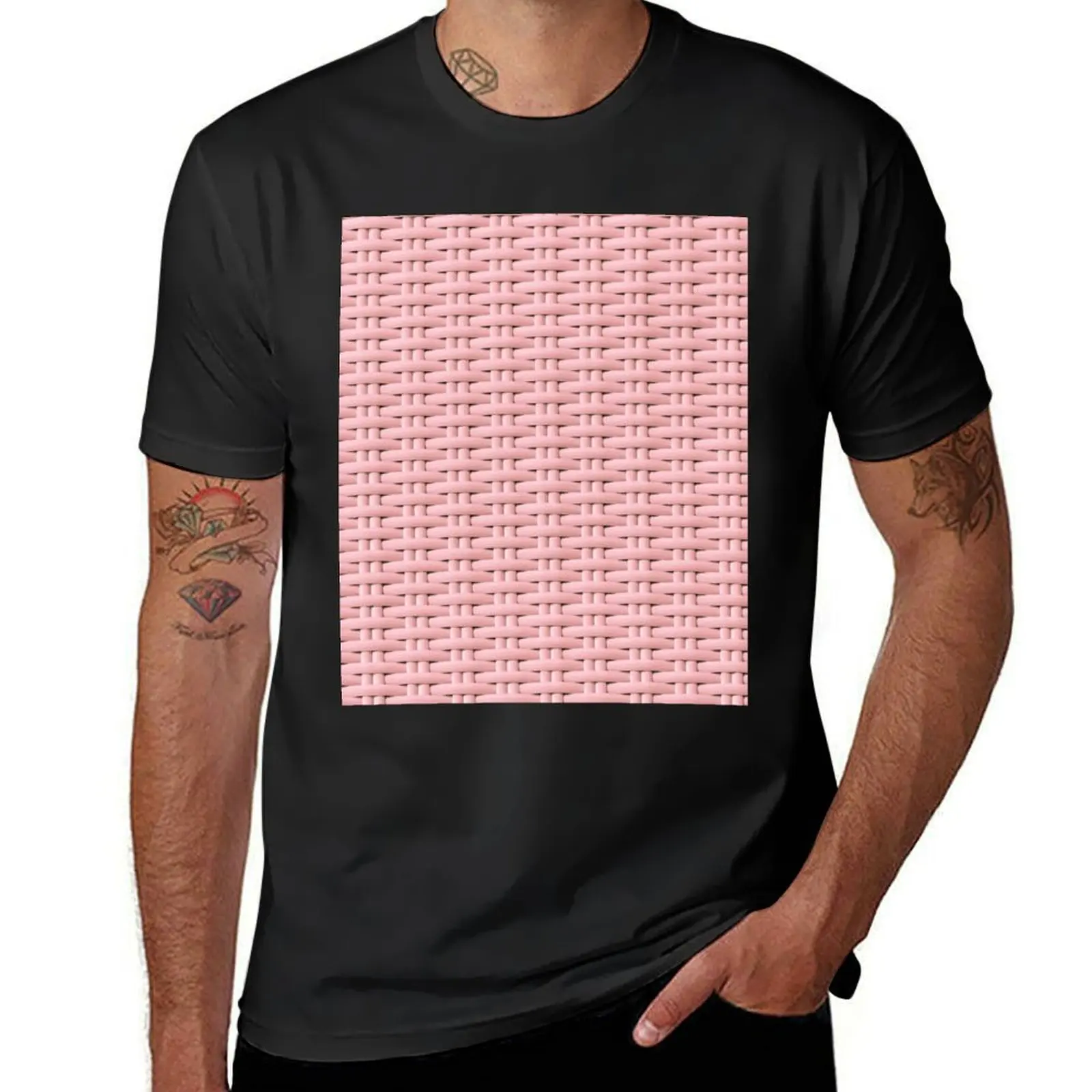 Cute Soft Pink Synthetic Rattan Texture - Boho Chic Style T-Shirt Aesthetic clothing sublime mens workout shirts