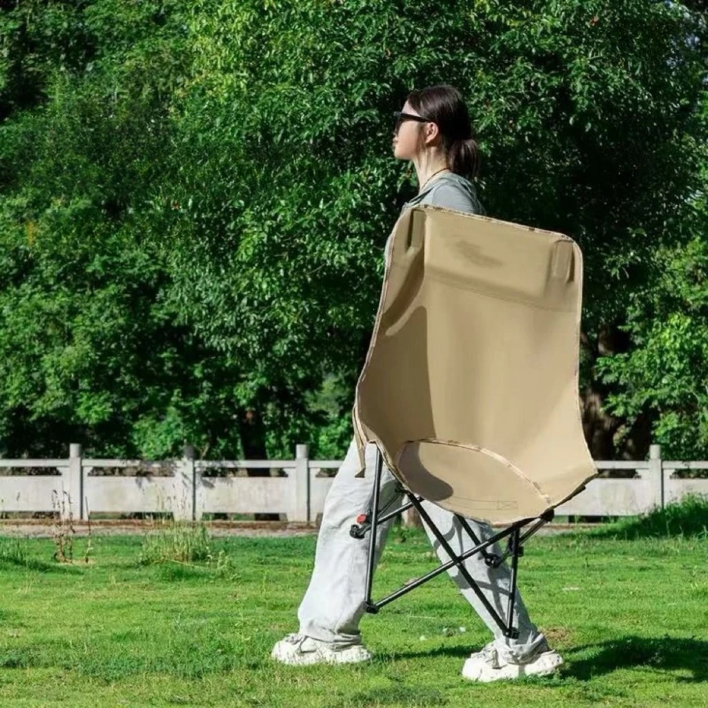 Outdoor Folding Chair Camping Picnic Portable Backrest Chair Beach Chair Recliner Four-speed Adjustable High-back Moon Chair view 5
