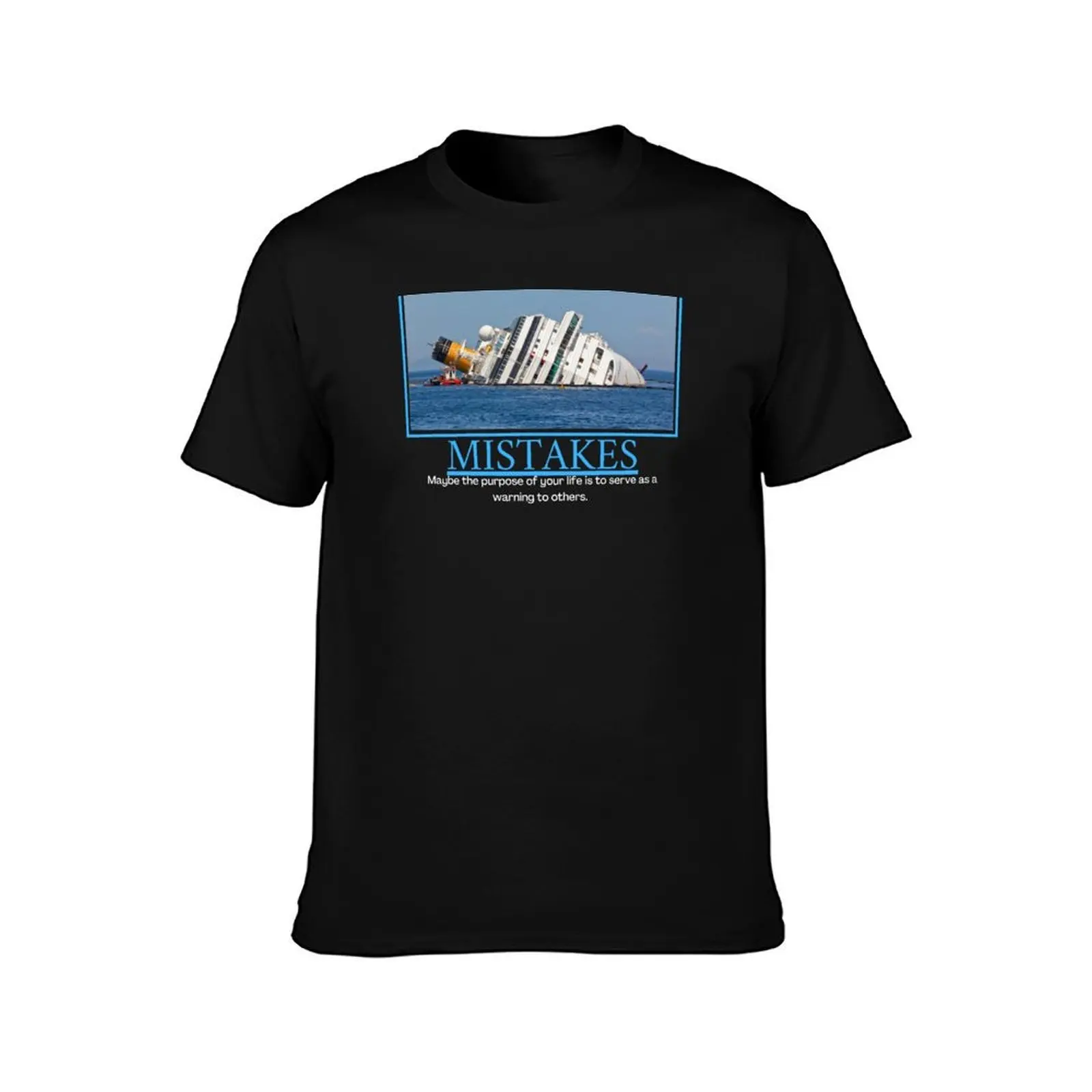 Mistakes Demotivational Poster T-Shirt, Summer Casual Cotton Tee, Oversized Streetwear Tops, Vintage Graphic Print, 100% Cotton