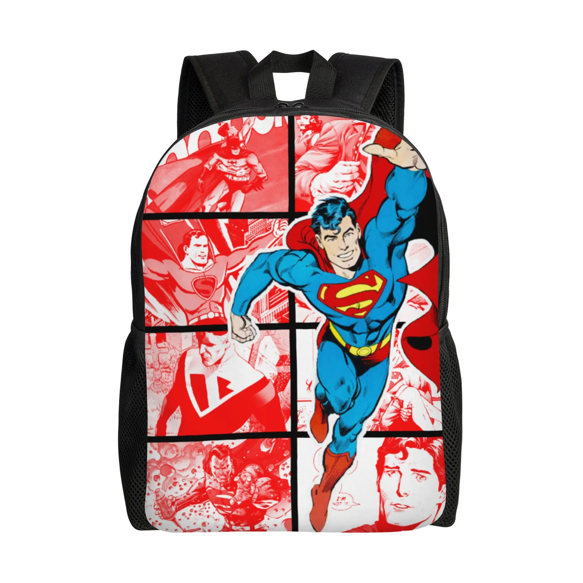 Book Pack Back to school season Red Tint Superman Comic Collage Art  Super Quality Backpack
