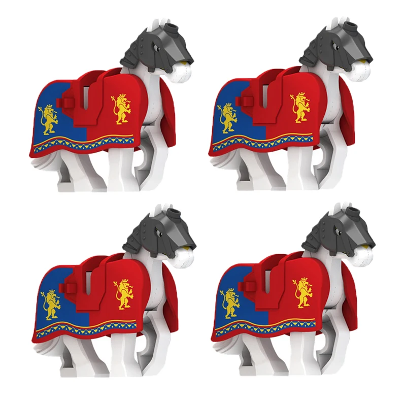 Militärische Bausteine, kompatible Soldatenfiguren, mittelalterliche Ritter, Waffen, Umhang, Schulter, gepanzertes Kriegspferd, Flaggen, Geschenke, Spielzeug