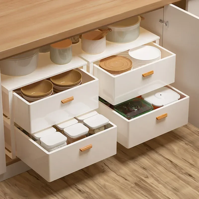 Internet Celebrity Cabinet Basket Pull-out Rack Seasoning Dishes Storage Box Drawer Type