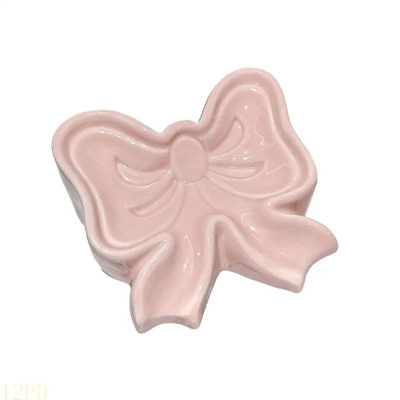 12PD Ceramic Soap Trays Decorative Ribbon Embellishment Practical Bathroom Accessory Water Drain Base Keep Soap Dry Vanitys