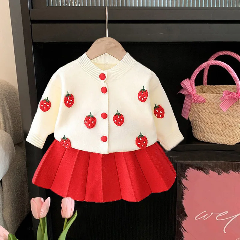 

Baby Girl Autumn and Winter Dress Children Children's Sweater Suit One-Year-Old Children Baby Clothes Autumn New Western Style