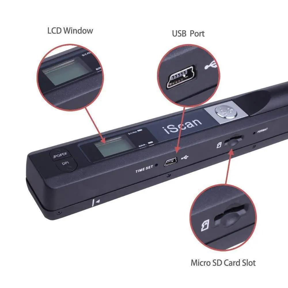 New iScan Portable Handheld Scanner A4 900DPI USB Wireless Scanner for Home Business Photo Picture Receipts Scan Support JPG/PDF