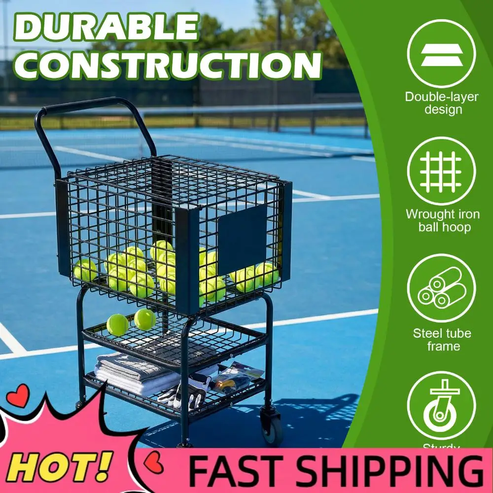 

Корзина-тележка для теннисных мячей большой вместимости, вмещает 350 мячей, для обучения и использования на корте