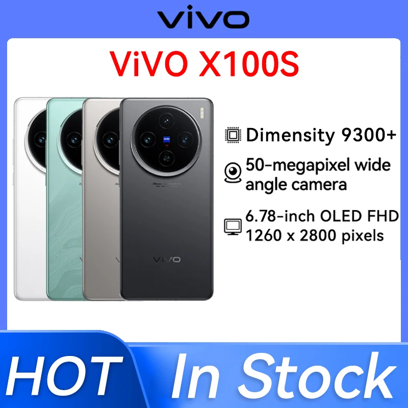 New Original VIVO X100S Dimensity 9300+ Octa-core 6.78 inch 2800 × 1260 AMOLED 120Hz 50+50+64MP 5100mAh 100W NFC VIVO Phone