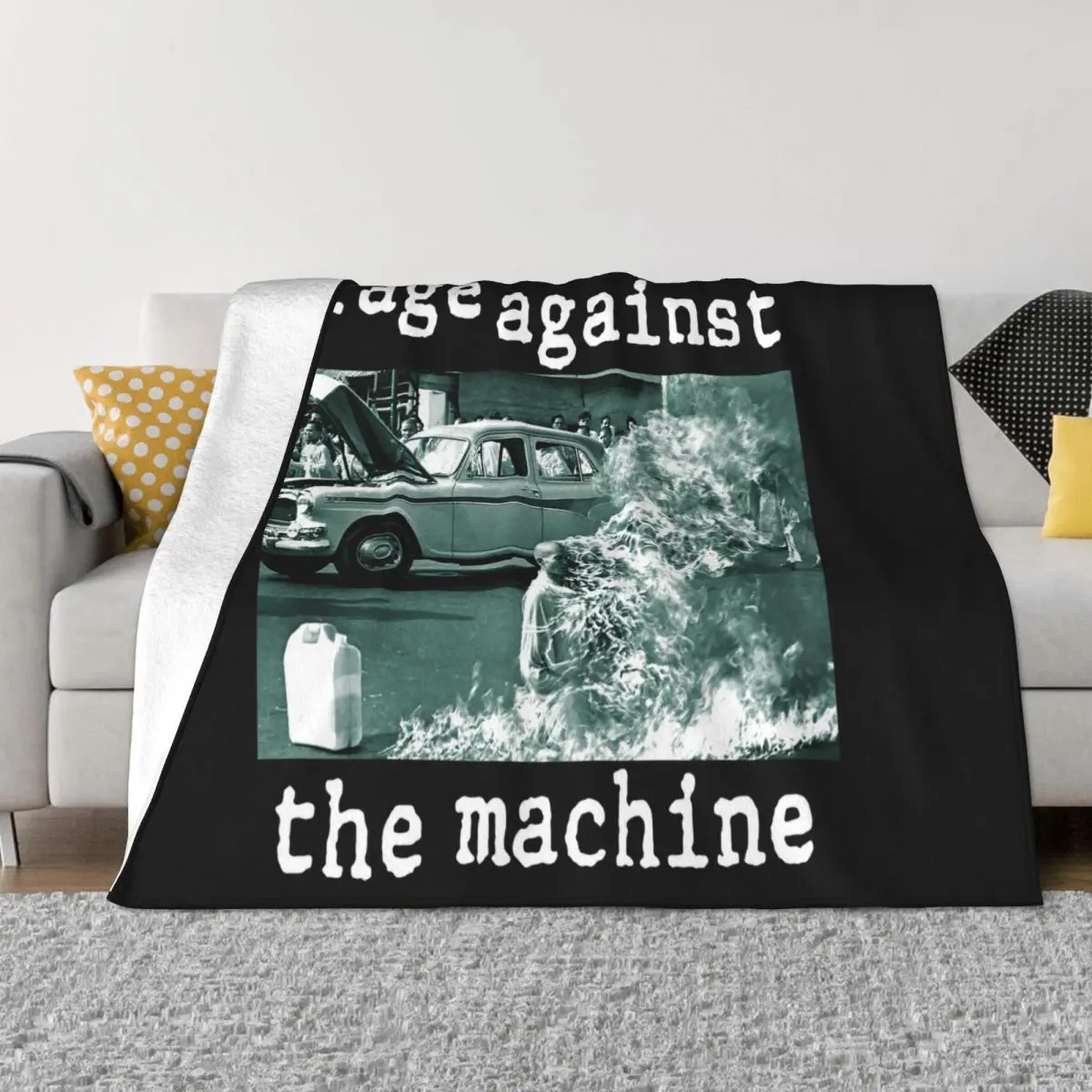 Anger Against The Machine Rage Against The Machine Kills In Monk's Name Burns Throw Blanket