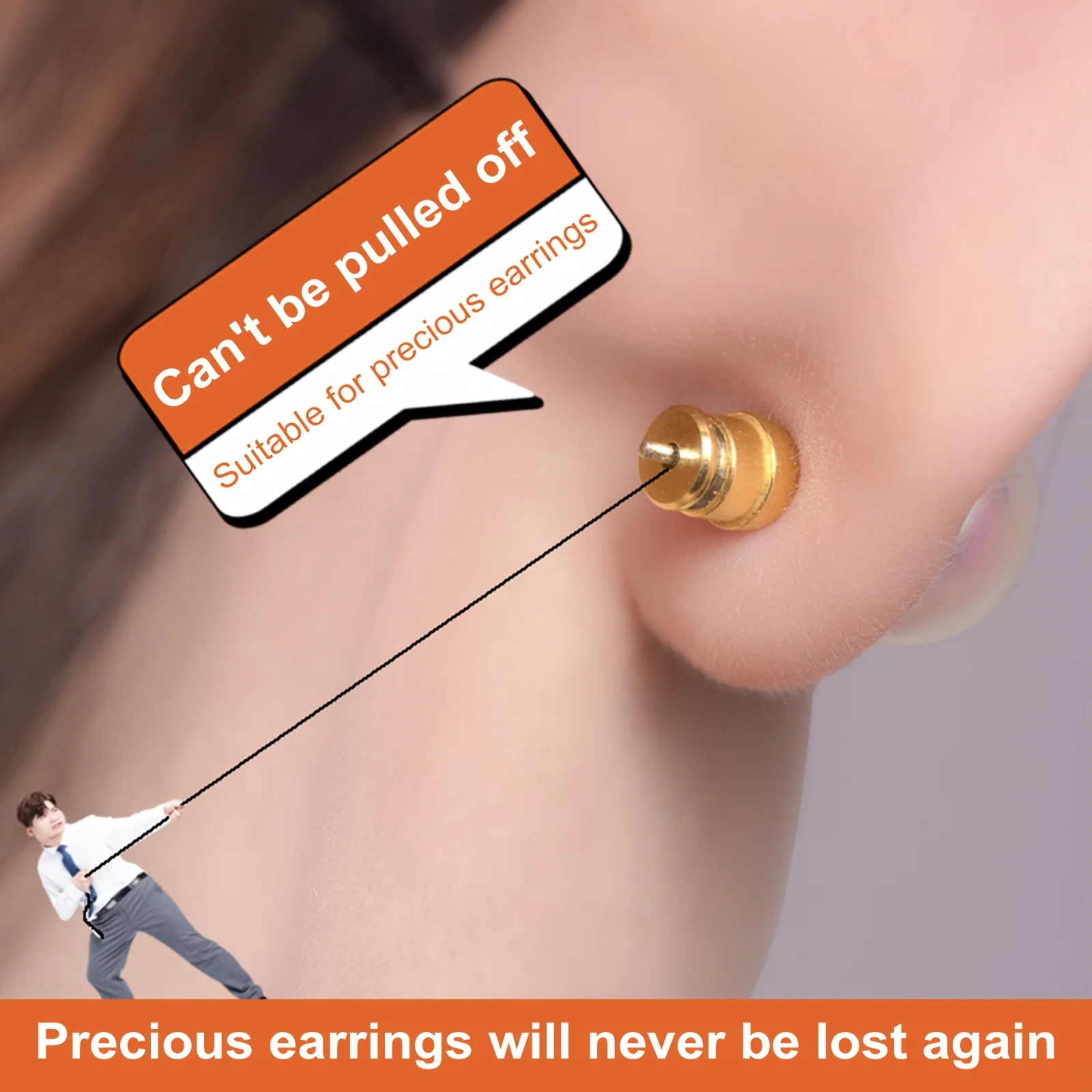 2pcs Hypoallergenic Locking Earring Backs, Secure Stud Backs for 0.6-0.8Mm Posts, Suitable for Droopy Ears, Jewelry Making