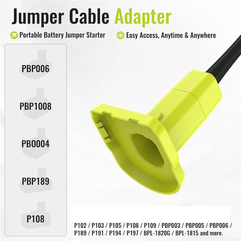 

Адаптер кабелей A95I (8AWG) для аккумулятора Ryobi 18 В, портативный аккумуляторный стартер 5,9 фута для автомобиля, пусковое освещение транспортных средств
