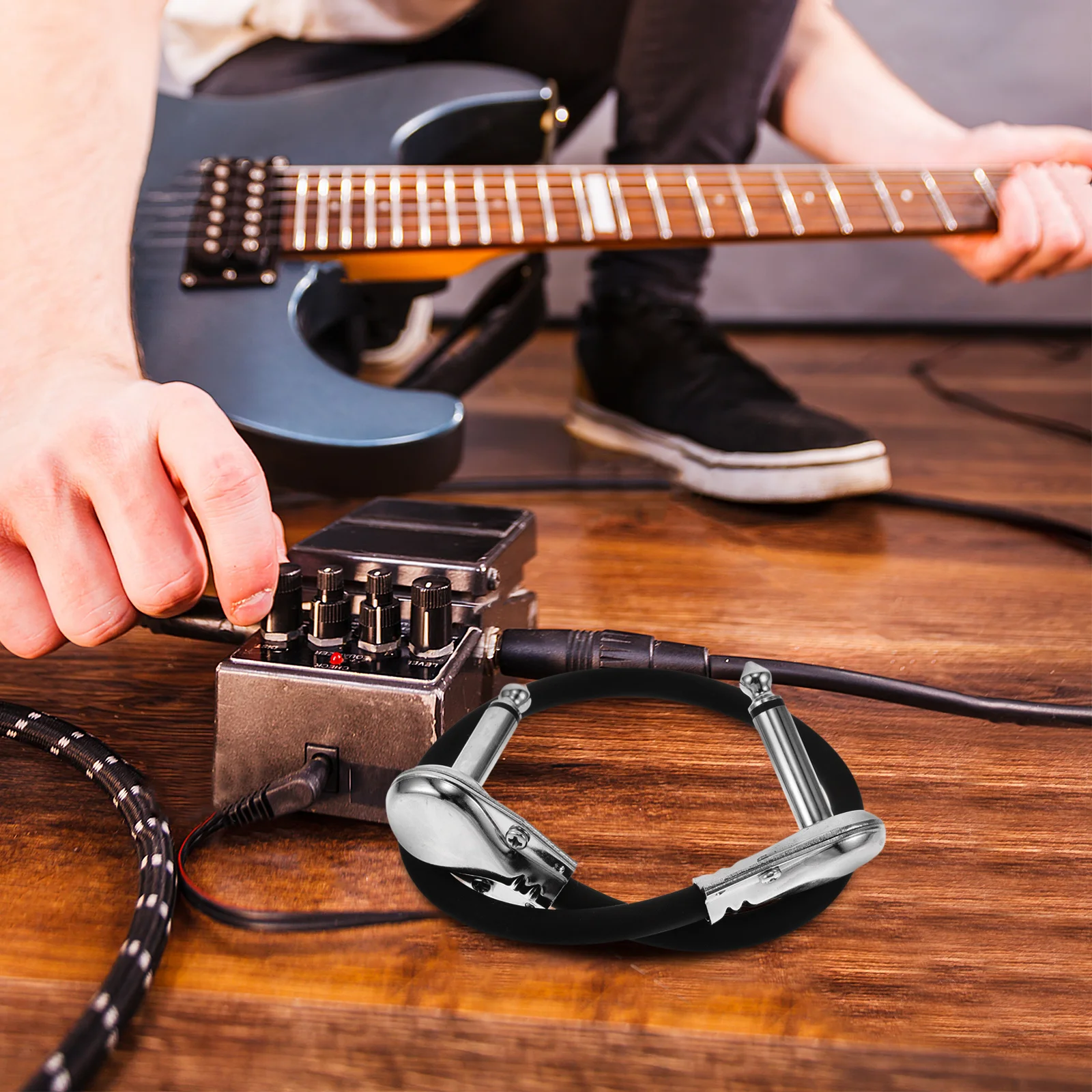 

Electric Guitar Cable Flat Patch Pedal Board Effect Patch Cable 6.5mm Right Angle Noise Shielding Guitar Connector Instrument