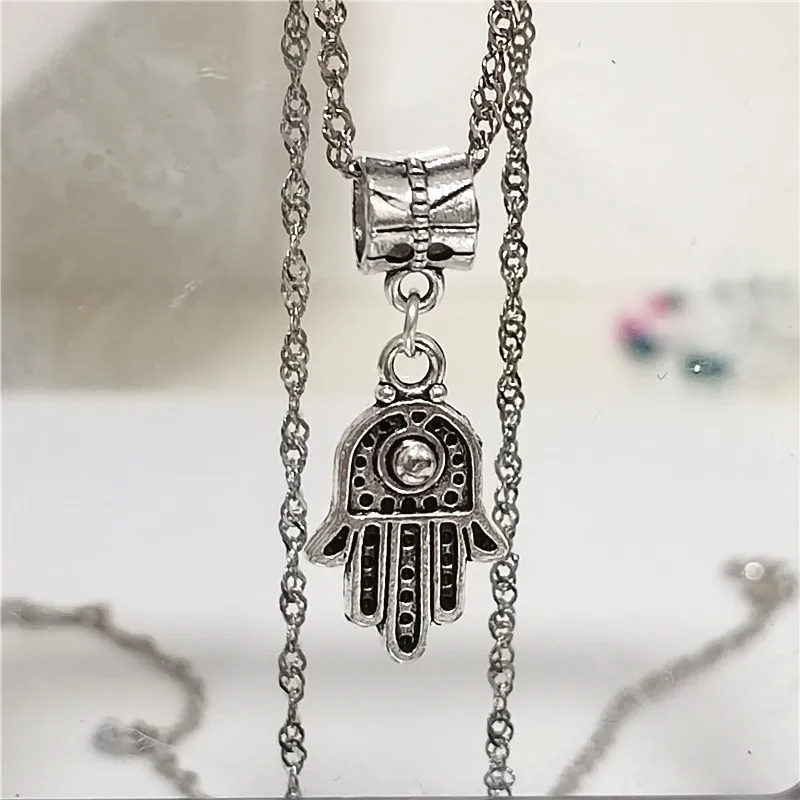 Vintage Hamsa Hand of Fatima Charm Pendant Necklace For Women Girls Necklaces Party Jewelry e103