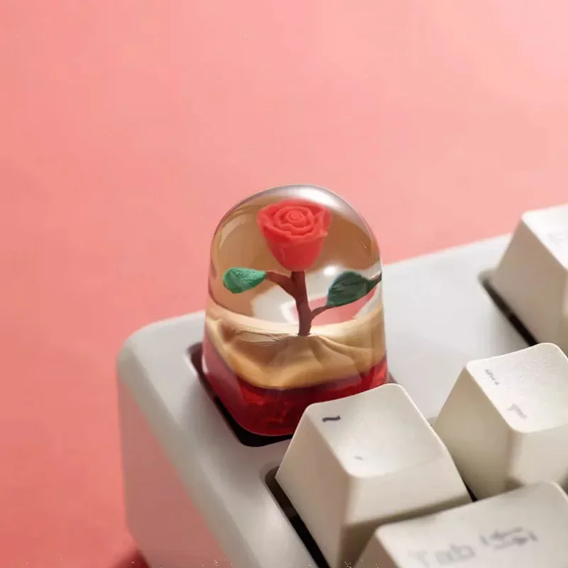 

Персонализированные 3D полимерные колпачки для клавиш Red Rose, креативные колпачки для клавиш ESC на заказ с вишневым профилем для механических колпачков для клавиатуры, подарки для ПК и геймеров