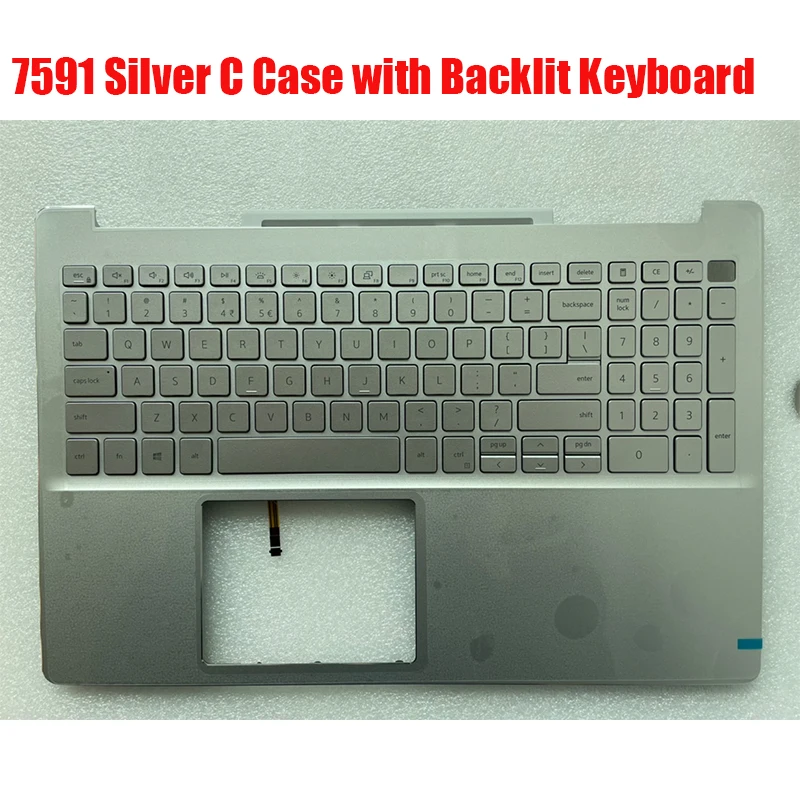 New For Dell Inspiron 7590 7591 Silver Black Palmrest Upper Case Keyboard Bezel Top Cover Bottom Cover Base Case Lower Shell