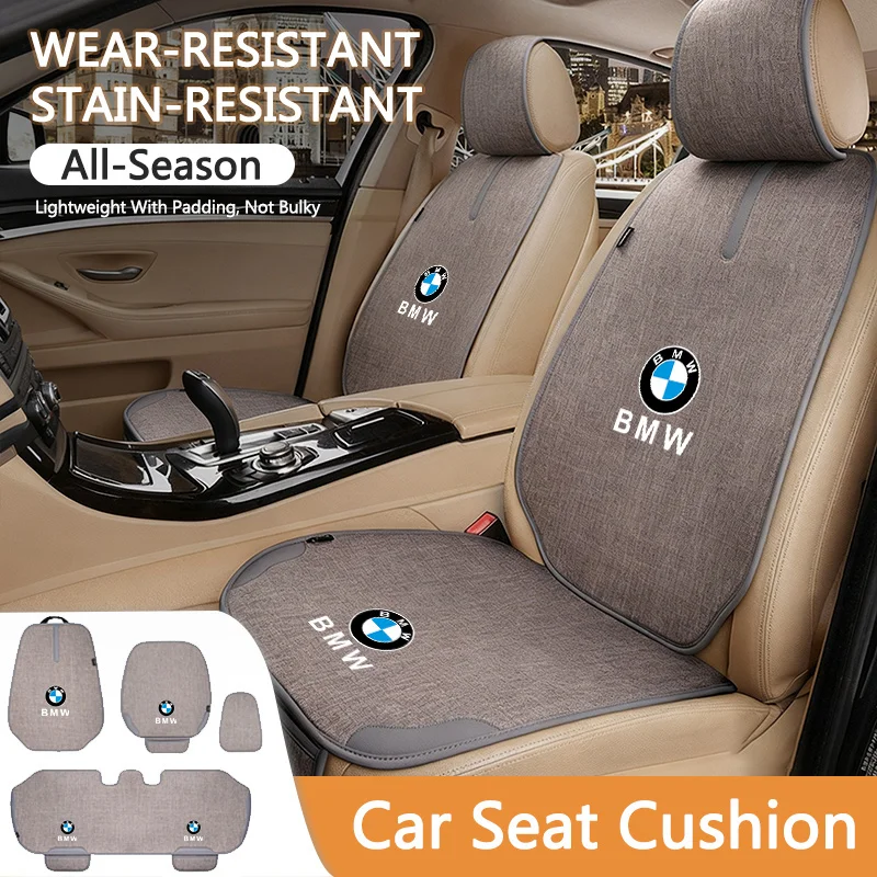 Coprisedile Anteriore/Posteriore in Lino, Cuscino Protettivo Antigraffio per BMW E46 E90 E60 F30 F10 E39 E36 F20 G30 G20 E87, Adesivo