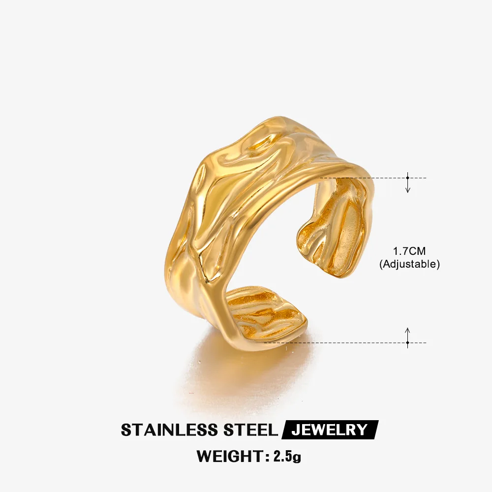 Women's Gold Color Stainless Steel Irregular Open Rings