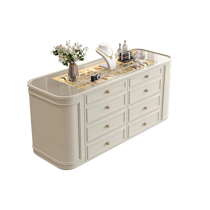 Cloakroom, island cabinet, jewelry display, island platform, bedroom, double-sided jewelry, solid wood storage cabinet