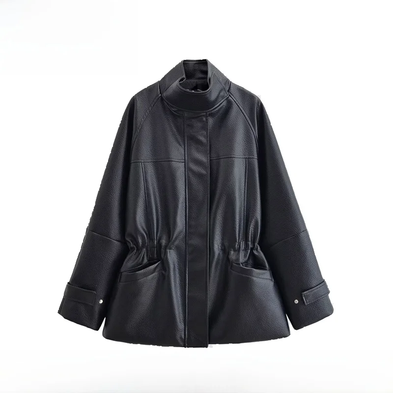 

EVEA New Women's Faionable Adjustable Waist Jaet Coat Long Sve Polyester Mid-Length Stand Collar Winter Outerwear