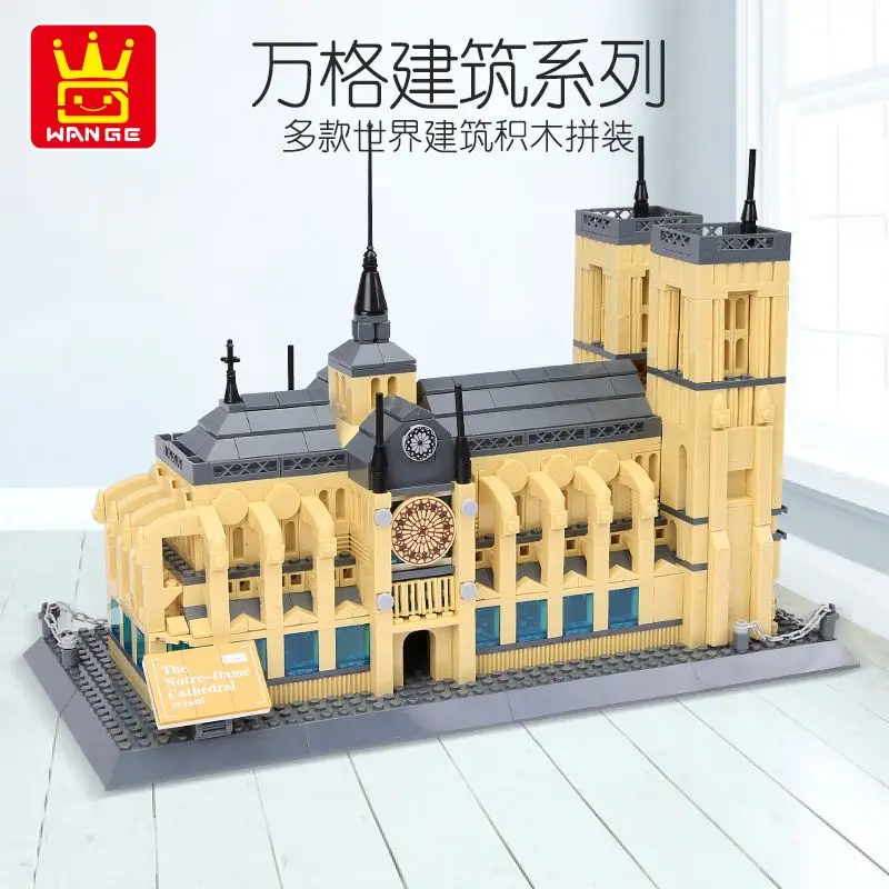 Wange 5210 Architecture NOTRE DAME CATHEDRAL of Paris Building Blocks Classic Landmark Model Bricks Toys For Children